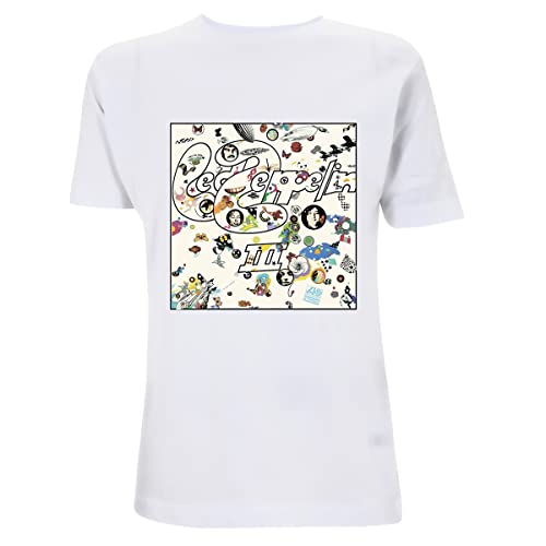 Rock Off LED Zeppelin III Album White Officiel T-Shirt Hommes Unisexe - Les Beatles, Paul McCartney, John Lennon, RIngo Starr, George Harrison Rock Off LED Zeppelin III Album White Officiel T-Shirt Hommes Unisexe