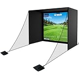 Neoaider Golf Simulator Enclosure 10 x 8 ft, All-in-One Set with Steel Frames, Premium HD Impact Screen, Blackout Curtains, Side Nets & Sandbags, Golf Simulator Enclosure Kit for Home Garage Studio