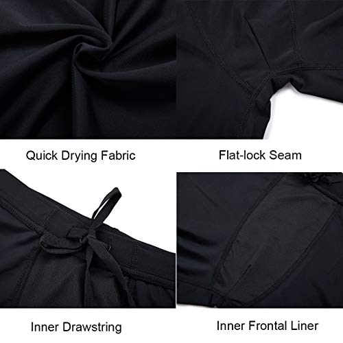 Devoropa Boys' Swim Jammers Youth Competitive Swim Team Suit Quick Dry Athletic Swimming Shorts UPF 50+, Black, Youth Large(US 14-16)