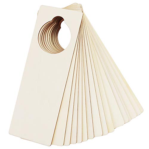 BILLIOTEAM 16 PCS Unfinished Wood Door Knob Hangers,Blank Natural Wooden Door Knob Signs for DIY Craft,Home Hotel Office Decoration(9.5" x 3.25" x 0.1") - Thumbnail 3