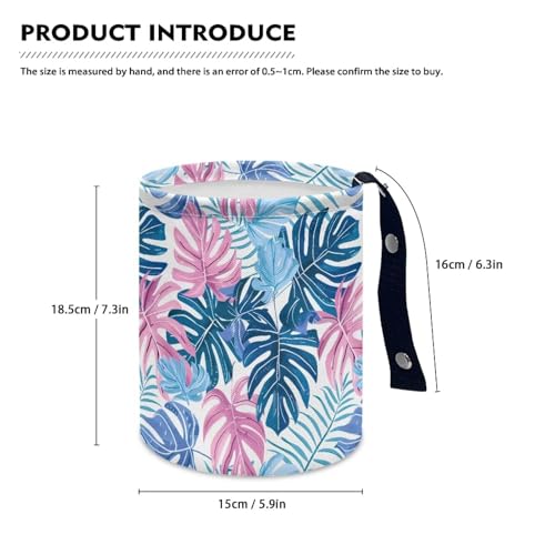 Image of Pink Blue Palm Car Garbage Can Mini Car Trash Bin Car Organizer Car Storage Bag Waterproof Portable Men Accessories Car Decor
