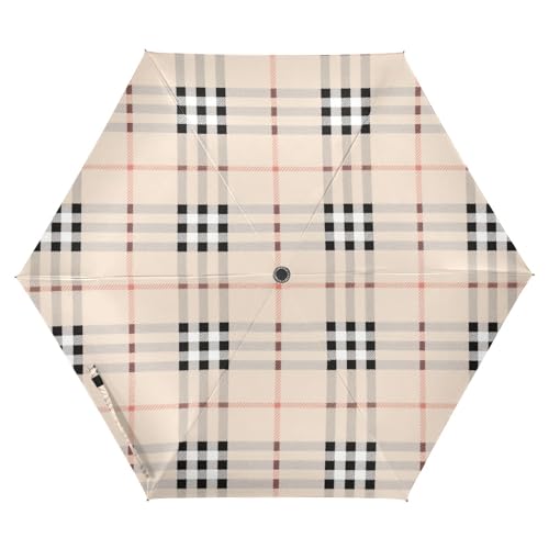 EtherSpher Black White Beige Checkered Plaid large umbrella 39 Inch Compact auto open close umbrellas for rain adult for travel and golf Outdoor Defence Accessories sombrilla de