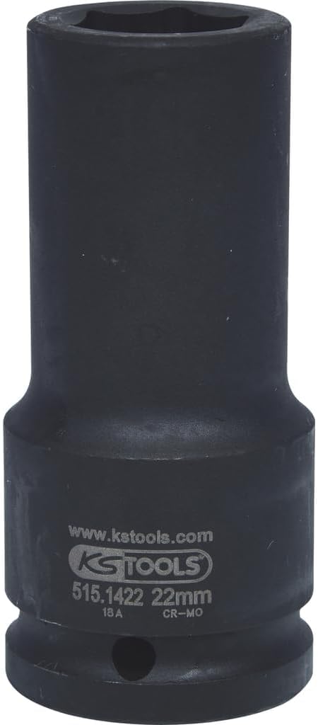 KS TOOLS Hexagon impact socket, deep, 3/4", 22mm