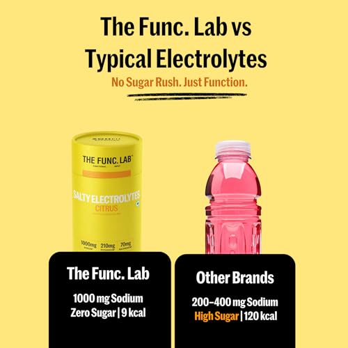 Image of The Func. Lab Daily Electrolytes - Salty Citrus Lemon | 15 Sachets | Instant Hydration Powder with Sodium, Potassium, Magnesium | Sugar-Free, No Preservatives | Instant Energy, Performance & Recovery Drink