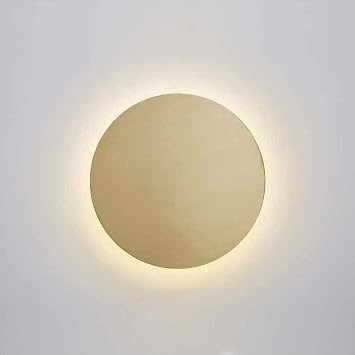 LED 18W Wall Sconce, All -Copper Lamp Body Wall Lamp, Three -Color Light, 11.8in Disc Lamp, Nordic Wall Lamp Bedroom Bedside Light Light Luxury Style Modern Minimalist