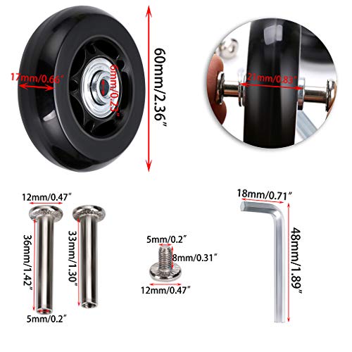 OwnMy 60mm x 17mm Luggage Suitcase Replacement Wheels, Rubber Swivel Caster Wheels Bearings Repair Kits, A Set of 4 - Thumbnail 2