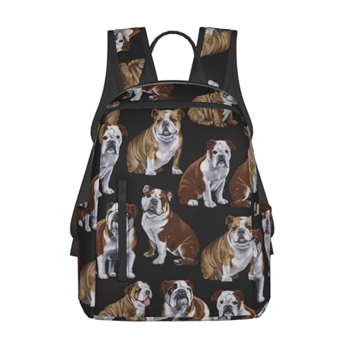 Sac à dos bouledogue anglais léger noir et blanc pour adulte taille unique