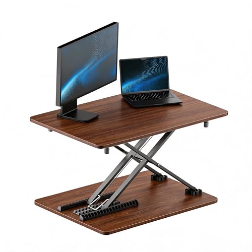 yoopin Standing Desk Converter, 25.16" x 15.75", Natural Wood