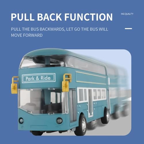 Image of DEOXY Bus Double Decker Bus Toys for Kids Diecast Metal Bus Alloy London Bus Light & Music Open Door Collection Bus Toys for Boy Kids (YD629A Blue)