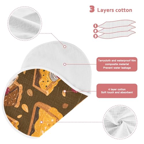 Thanksgiving Pumpkins Pies Burp Cloths Baby Boys Girls Absorbent Soft Cotton Burping Cloths Rags, 2 Pack3