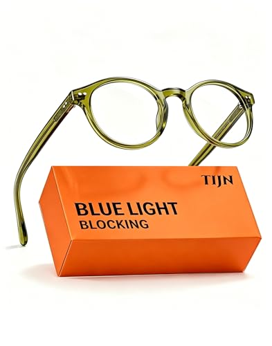 Image of TIJN Blue Light Blocking Glasses Men Women Vintage Thick Round Rim Frame Eyeglasses