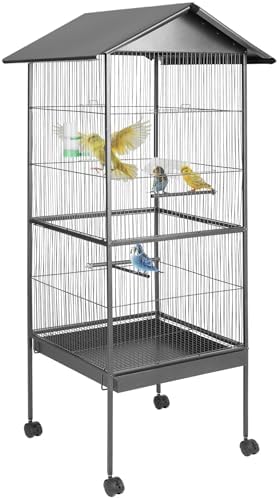 tectake® Vogelkäfig groß, Papageienkäfig mit Sandschublade, Volie...