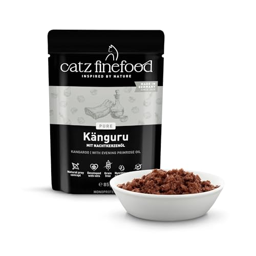 catz finefood Purrrr Känguru Monoprotein Katzenfutter nass N° 107, für ernährungssensible Katzen, 70% Fleischanteil, 16 x 85 g Beutel