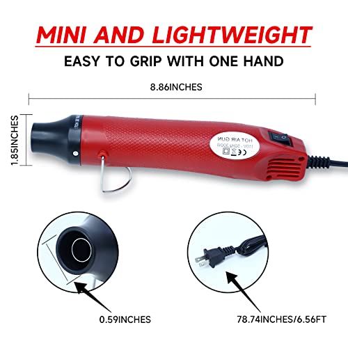 Mini Heat Gun, 300W Portable Heat Gun For Crafts, Fast Heating Handheld Hot Air Gun For Diy, Electronics Repairing, Wrapping, Soldering, Paint Removing And Watercolor Drying(Red) #TOP6