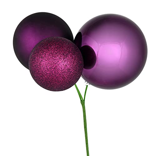 Vickerman 18" Plum Ball Ornament Christmas Pick. There are 2 Picks per Pack.