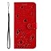 YBFJCE Compatible with iPhone 7/8/SE 2020/SE 2022 Wallet Case,PU Leather Kickstand Case with Card Slots,Durable Shockproof Cover for iPhone SE 2nd/SE 3rd Gen,Cat and Bee Flip Shell,Red