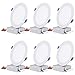 TORCHSTAR Essential Series 6 Inch Ultra-Thin LED Recessed Lighting with J-Box, 12W Dimmable Slim Panel Downlight 1000lm, ETL & Energy Star Listed, 5000K Daylight, Pack of 6