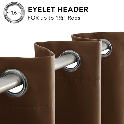 Image of Deconovo Thermal Curtain Heat Protection Opaque with Eyelets Brown