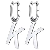 FOCALOOK Boucles d'Oreilles Initiale K Femme en Acier Inoxydable