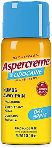 Aspercreme Max Strength Lidocaine Pain Relief Dry Spray 4 oz. Odor Free