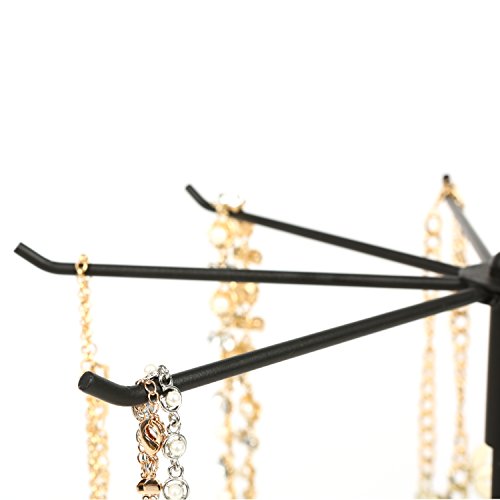 image for MyGift 8-Hook Adjustable Height Black Metal Rotating Necklace & Bracel