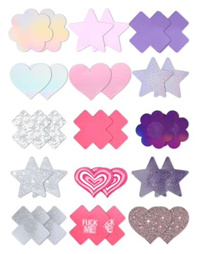 Image of CICKEE 15 Pairs Pasties Rave | Self-Adhesive Nipple Covers Pack Breast Petals Sticky Pasty Nipple Stickers