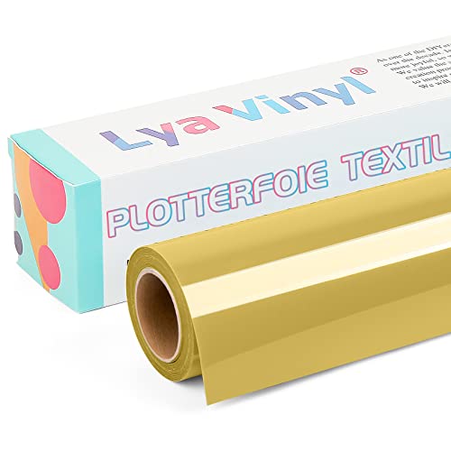 Lya Vinyl Plotter Film Textile 30.5 x 305 cm Gold Flex Film Plotter Textile for Cricut and Silhouette Cameo, Textile Film Plotter for DIY Fabric and Shirt