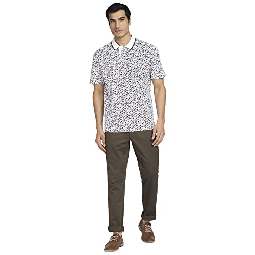 Image of Colorplus Men's Pure Cotton Print Pattern Classic Fit Polo Neck Half Sleeve Casual T-Shirt