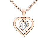 [page_title]-Herzkette Rosegold Kette Zirkonia Stein Damen Kette *Silber 925 hochwertig vergoldet* GRATIS Etui Gravur Herzanhänger Herzchenkette Halskette Herz Goldkette Anhänger Frau Frauen Freundin