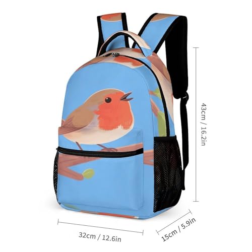 Happy Bird Printed Backpack With Lunch Pack Storage Box Case 3pcs Lightweight Travel Backpack2