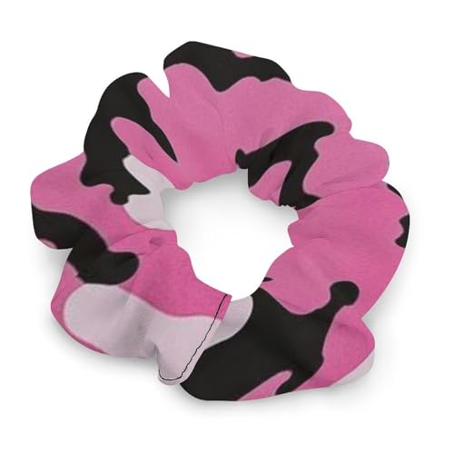 Women Scrunchies Pink Camouflage Elastic Hair Ties for Thick Thin Hair, No Damage Hair Coils Dreadlock Accessories