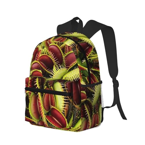 WURTON Carnivorous Plant Print Backpacks Casual,Pacious Compartments,Work,Travel,Outdoor Activities Unisex Daypacks2