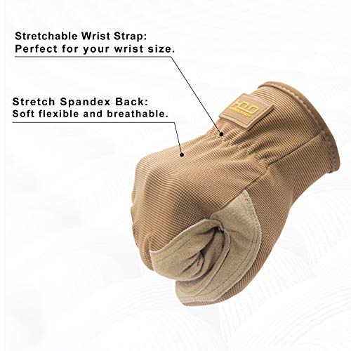 2-Paris Genuine Leather Work Gloves Stretchable Wrist Tough Cowhide Gardening Glove,Safety Working Glove For Wood Cutting/Construction/Truck Driving/Garden/Yard Working For Men And Women (Xl, Brown) #TOP3