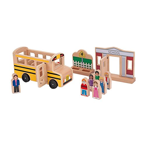 Melissa & Doug Whittle World : School Bus Play Set (10 pcs)