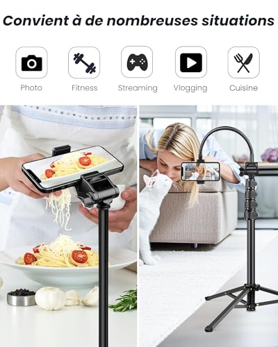 Victiv 197cm Haute Trépied Smartphone, Trépied Téléphone Flexible Aluminium – vue 3