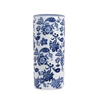 Assorted Collections Ceramic Umbrella Stand, 18\" Tall, Blue Flower Design, Walking Stick Holder, Indoor Planters, Entryway Decor, Elegant Home Accents