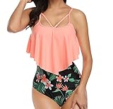 Bañadores Mujer Cuello en V profundo, diseño de elementos de raya abdominal, corte en la pierna alta, correas anchas con hombros dobles y espalda cruzada.