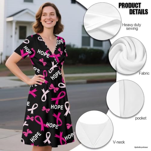Image of Women's Summer Dresses Short Sleeve Formal Dresses with Pockets | Lightweight polyester fabric delivers cool airflow during hot summer outdoor activities