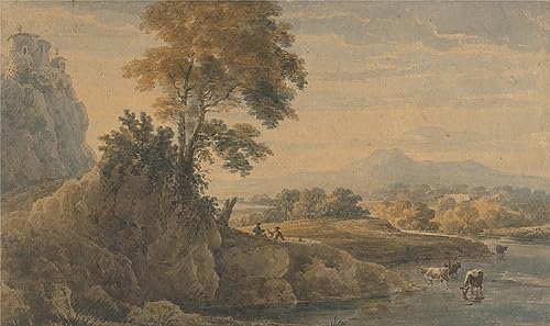 Toile paysage romantique Girtin pour habiller grand mur vide salon