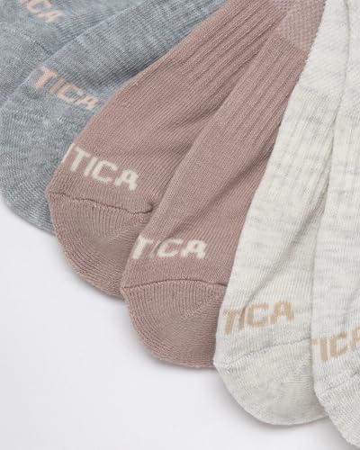 Image of Nautica Womens High Quarter Socks Moisture Wicking Cushioned Socks, 6 Pack | Dri-Motion Moisture Wicking Stretch Fabric, Cushioned Key Areas, Reinforced Heel and Toe, High Quarter Cut, Shoe Size 4-10