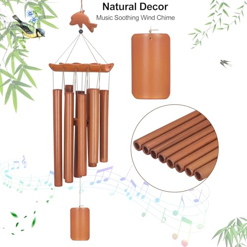 Image of VIREKM Bamboo Wind Chimes for Outside,Decorations for Patio Porch | Sympathy Wind Chimes Outdoors with Natural Sounds, Memorial Gifts for Mom, Indoor Outdoor Decor for Garden Home and Backyard