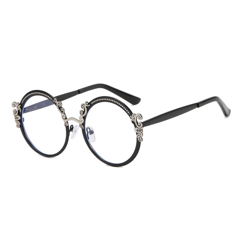 Retro Lesebrille Damen, Klassische Round Lesebrillen, Blaulichtfilter Reading Glasses Anti-Blaulicht Lesehilfe Stylische Metallbrille für Damen