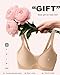COOL CUTE Jelly Bras for Women No Underwire Sexy V-Neck Mesh Comfy Wireless Bralettes Seamless Everyday Tshirt Bra Beige
