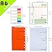 Rancco A6 Planner Inserts Daily Planner Refills, 90 Pages Colorful 6-Ring Loose-leaf Binder Inserts w/Divider, PVC Pouch, Ruler, Index Tab for Journal, Filofax, Double-sided, Undated,6.9x3.7