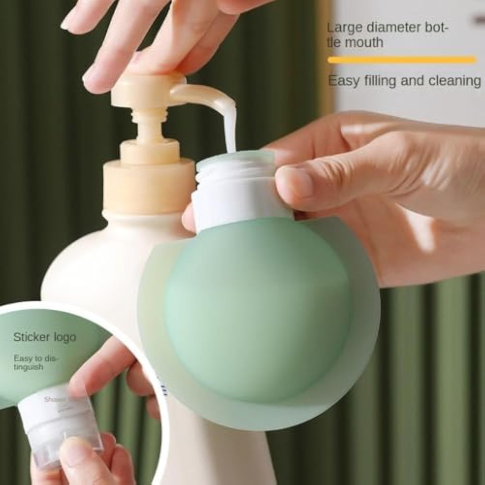 Silicone Lotion Bottle 3pcs Set, Travel Toiletry Containers