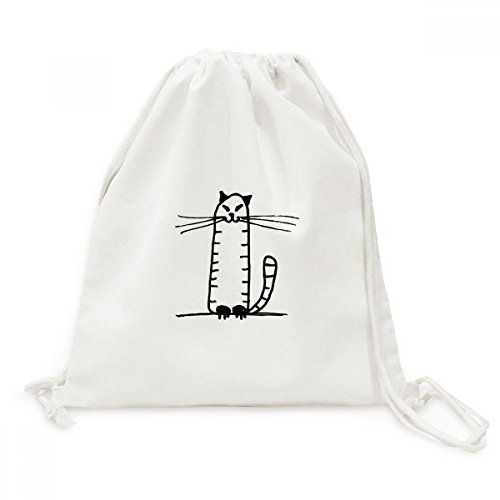 Sac à dos cordon Stripe Chat Noir Toile Backpack pour ranger tout