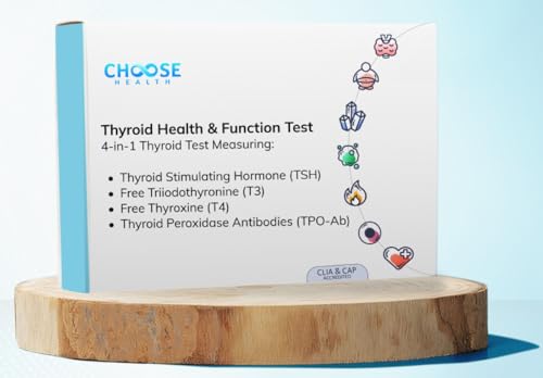 Thyroid Test | 4-in-1 at-Home Thyroid Test | Choose Health | TSH | T3 | T4 | TPO-Ab | at-Home Test | Cap & CLIA Accredited Lab | Not Avail in NY & RI