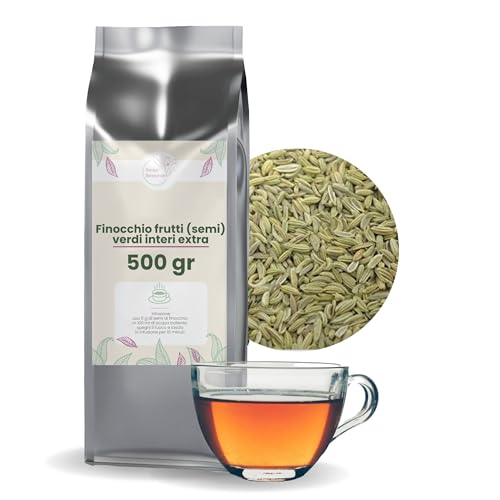 PATRIZIO BRESEGHELLO - Semi Finocchio Frutti Verdi Extra 500 g per Benessere Intestinale e Digestione - Semi di Finocchio per Tisana e Infuso 100% Naturali