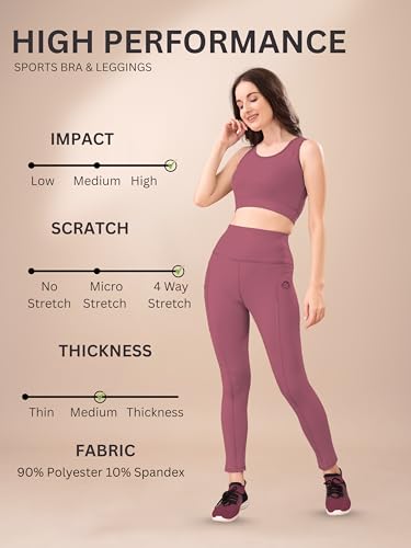 Image of High-Waist Track Suit, Co-ord Set for Women's, Gym wear 2-Piece Workout Set, Sports Bra and Bottom Set, Sports Running Suits, Yoga Wear