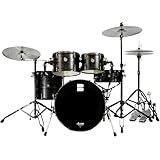 Beatello Drum Set for Adults Bulit in Practice Mute Pad, 2-in-1 Acoustic & Silent Practice 5-Piece Professional Drum Kit with 18' Bass & 5-Piece Mute Cymbals, Includes Stands & Pedal